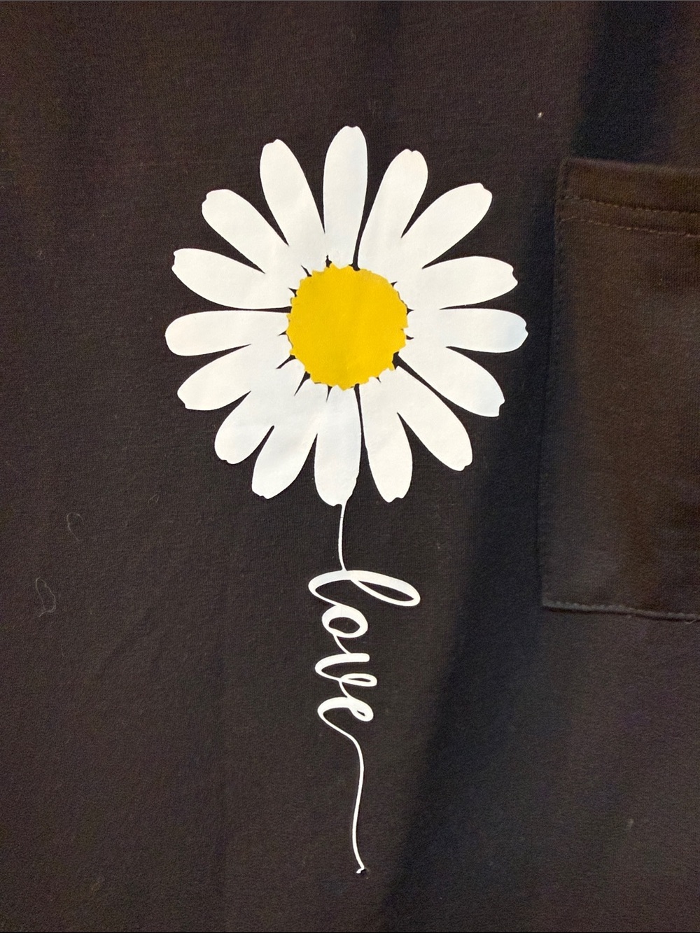 Black Daisy “Love” Graphic T-Shirt – Relaxed & Flowy Fit